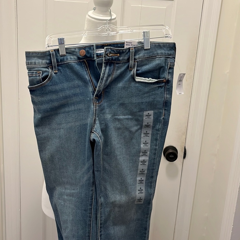 Old Navy Power Slim Straight Mid-Rise Jeans size 8 short